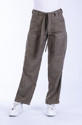 BLUE MONKEY DAMEN JEANS  GRAU KHAKI B-WARE  STRETCH CARGO GÜRTEL ANKLE HIGH