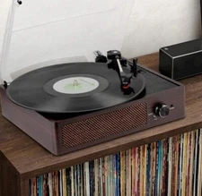 DIGITNOW 1000140 3-Speed Vintage Bluetooth Vinyl Record Player - Brown