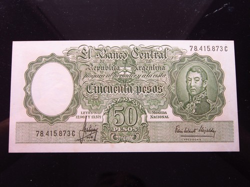 Argentina 50 Pesos ND 1955-1968 P271 UNC Sequential 5873a8h Central Bank Money - Picture 5 of 6