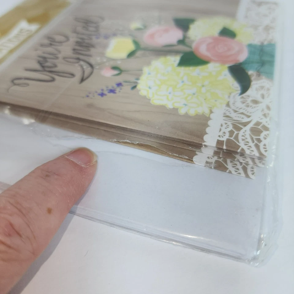 NIP Creative Converting Rustic Wedding or Party Shower Invitations 8 Floral Lace - Image 3 of 3