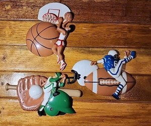 Sports Wall Decor Burwood Wall Art Kids Room Football Baseball Basketball 3 Pcs