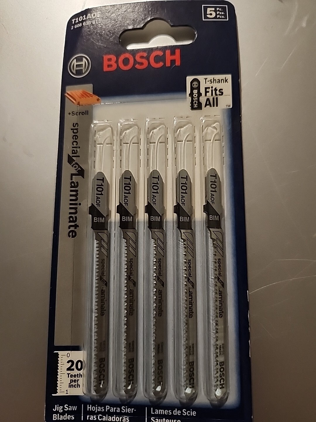 Bosch T101AOF 5Piece 31/4 In 20 TPI Special for Laminate TShank Jig