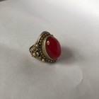 Chinese Antiques Collection Old Tibetan Qing Dynasty Qianlong Year Ruby Ring