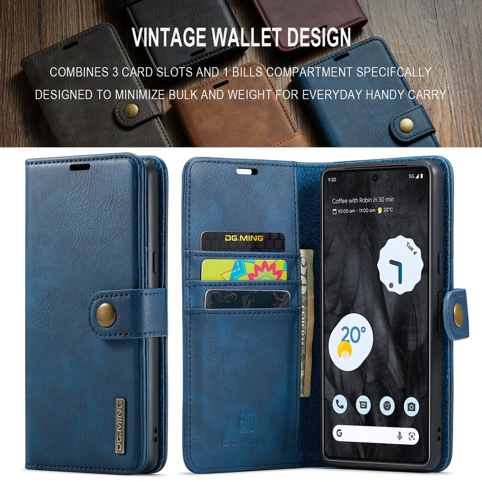 For Google Pixel 9 8 Pro 7A 6 Pro Magnetic Detachable Leather Wallet Folio Case - Image 4 of 4
