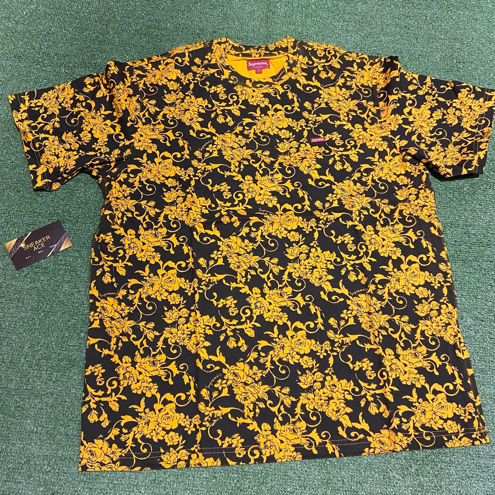 Chemise Supreme Small Box SS20 noire à fleurs : XL