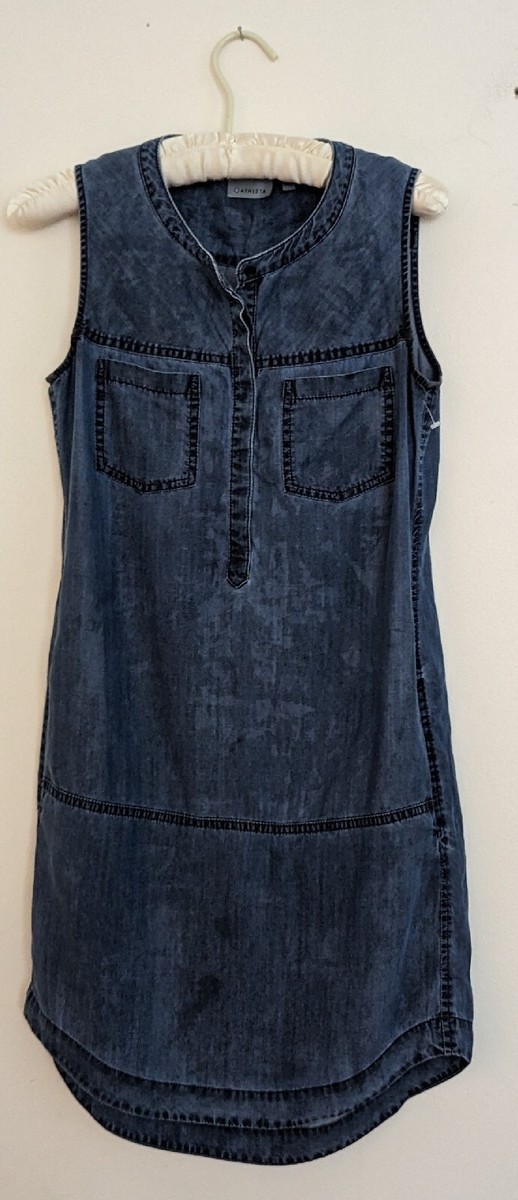 athleta denim dress Women's Popover Shift Chambray XXSmall READ affordable plus size formal wear Size:40 Long + 34 Waist(Adjust 2