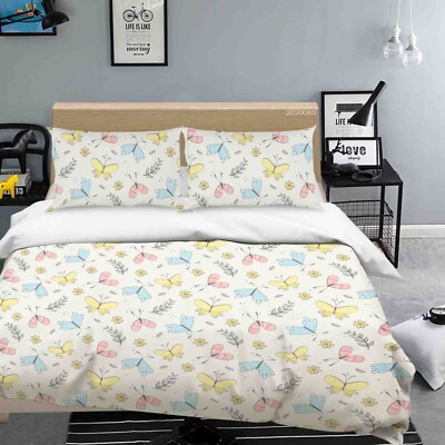 3D Butterflies Flowers Leaves Quilt Cover Set Duvet Cover Bedding Pillowcases
