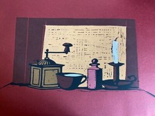 Enotrio Pugliese, rara linoleografia al torchio a mano 1973.