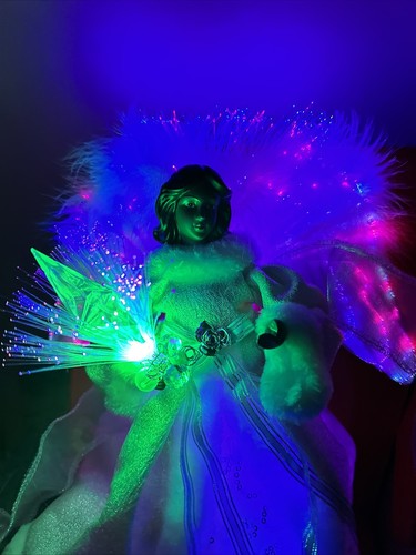 Home Accents Holiday LED 12” Angel Fiber Optic Silver Dress Star Tree Topper New - Picture 7 of 24