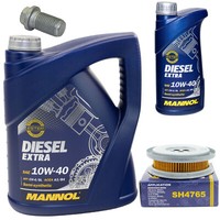 MotoröL Set 10W40 6 Liter + ÖLfilter SH 4765 + Schraube FüR Mercedes C-Klasse
