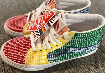 ん Vans Sk8 Mid Pride Multi White Skate Shoes Sneakers M 4/ W 5.5