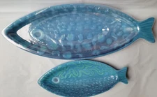 Opalhouse Fish Melamine Nesting Platters Set Of 2 Coastal Tropical Blue Plates