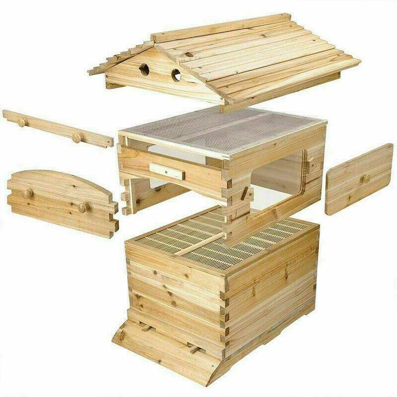 7 Auto Shed Bee Hive Beehive Starter Kit Beekeeping Frames Wooden Bee Boxes