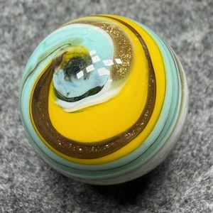 Handmade Marble Gold Lutz ( Corkscrew - Spiral ) 1 Inch +-  (S14)