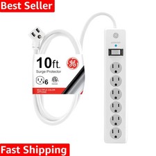 Sur Protector Power Strip, 10 Ft Extension Cord, 6 Outlet Extender, 800 Joule...