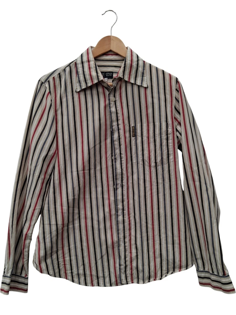 Armani Jeans Cotton Striped Casual Button-Down Shirts for Men for