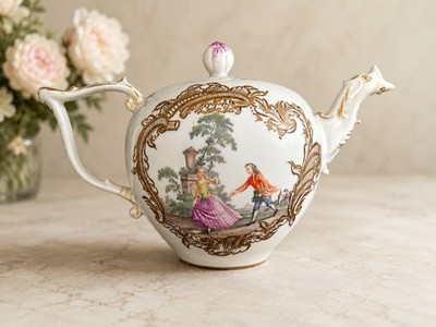 Extremely Rare 18 Century MEISSEN Tea Pot.  Antique MUSEUM quality Piece