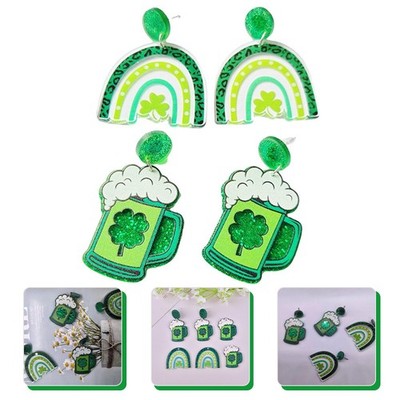 2 Pairs Grüne Ohrstecker Ohrringe Für Damen Accessoires Zum St. Patricks Day