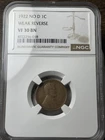 1922 No D 1c NGC VF-30 Lincoln Wheat Cent Weak Reverse