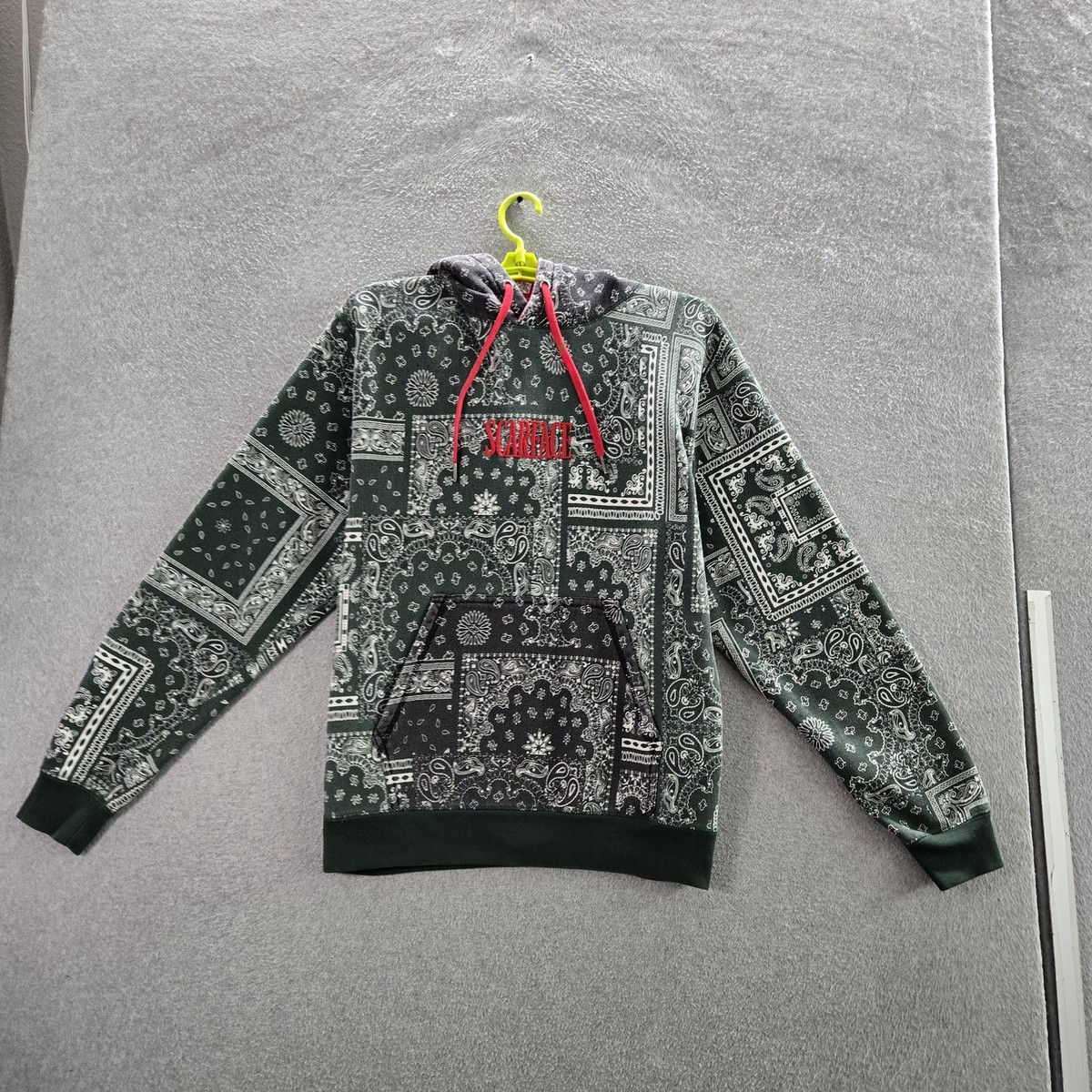 Scarface x Shoe Palace Men Hoodie M Green Paisley Fleece Bandana