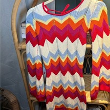 VICI Knit Colorful Pattern Wide Sleeve Dress/Coverup