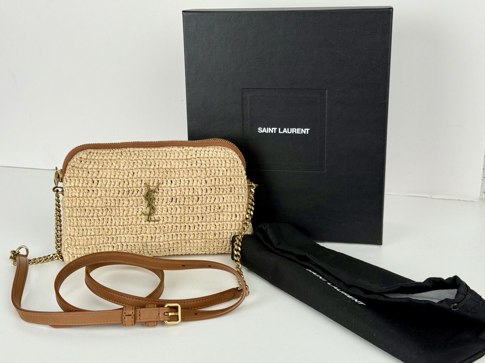 Borsa a tracolla SAINT LAURENT Rafia in pelle di vitello per bambini