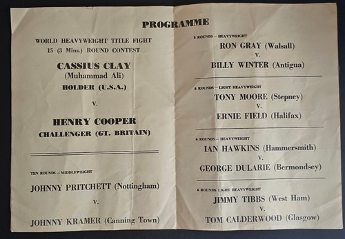 Cassius Clay (Muhammad Ali) Vs Henry Cooper 1966 Programa Original Certificado de Autenticidad - Imagen 2 de 5