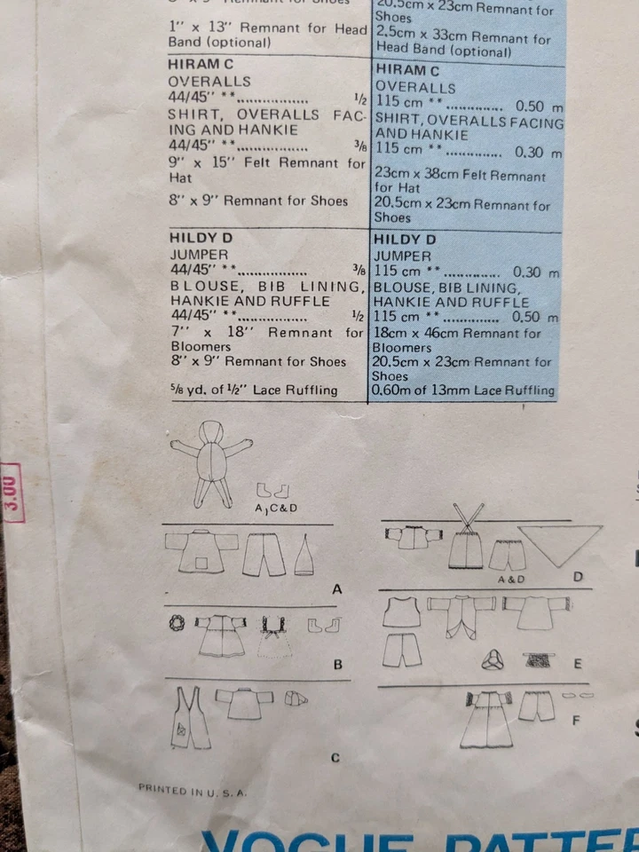 LITTLE VOGUE 1546 UNCUT Dolls & Clothes KRIS /KATY /HIRAM /HILDY /JOHN /ABIGAIL - Image 4 of 4