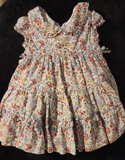 Janie and Jack 6-12M Girls Fit  Flare Floral Dress White Ruffle Bloomers Cotton