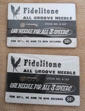 Fidelitone 3 Speed Long Play Semi Perm Gramophone phonograph needle In Card