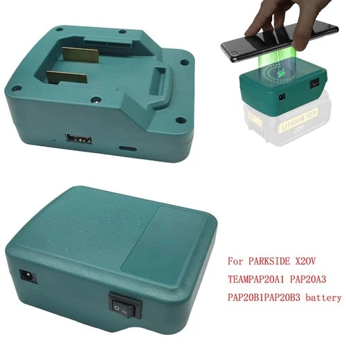 Adaptateur Chargeur Batterie Sans Fil pour PARKSIDE X20V PAP20A1 PAP20A3 USB PD