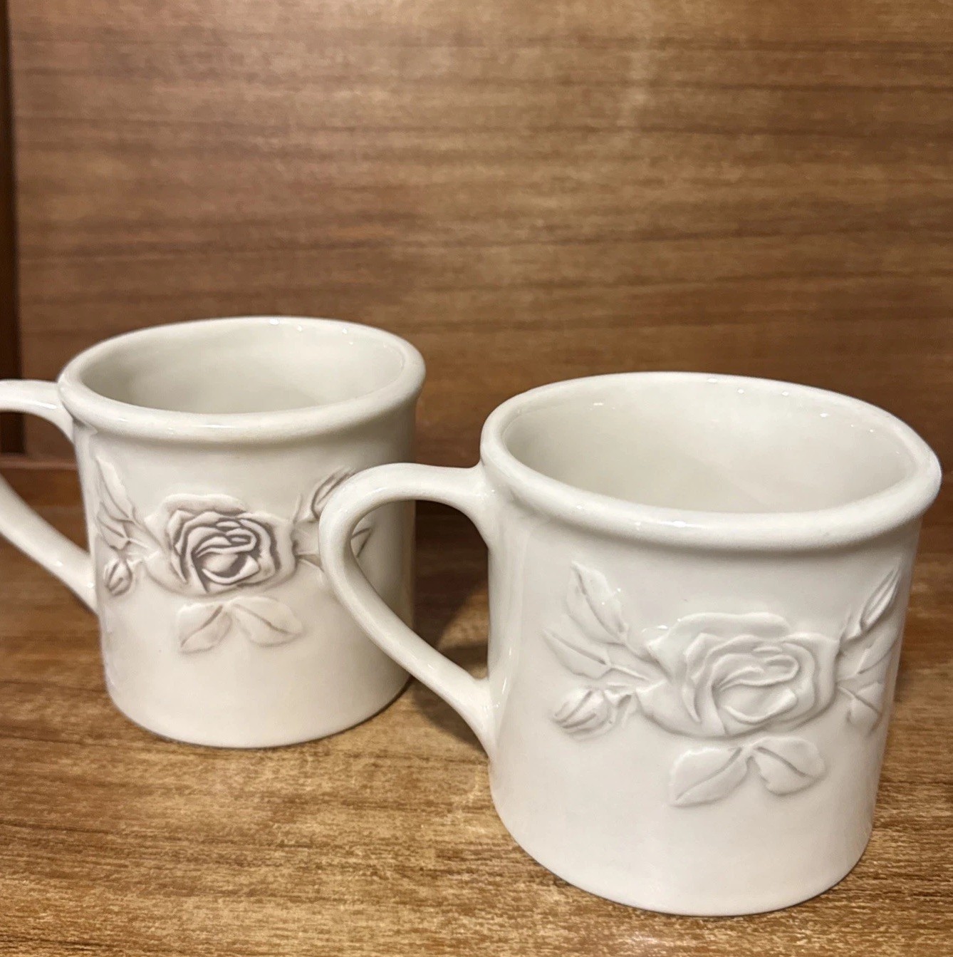 Hartstone USA Mugs- Set of 2- 1996-rose Flower Design Stoneware Vintage