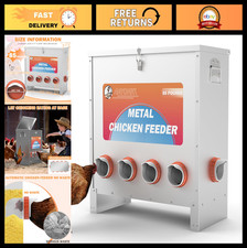 Automatic Chicken Feeder 85-120LBS Capacity, No Waste 10-Port Poultry Feeder, We