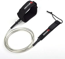 Surfboard Leash Premium 6/7/8/9/10 ft 5.5mm Clear Black Core for Surfing