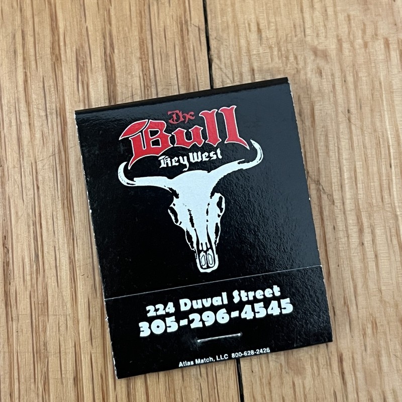 The Bull  KEY WEST Florida BAR MATCHBOOK GARDEN OF CLOTHING OPTIONAL  Americana