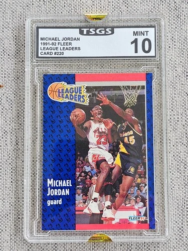 MICHAEL JORDAN 1991-92 FLEER LEAGUE LEADERS BASKETBALL CARD #220 GRADED MINT 10