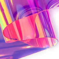30 Gauge Holographic Clear Vinyl Roll 12" x 54" TPU Jelly Plastic Pink