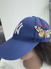 Gucci NY Yankees Bee Embroidered Blue Basebal...