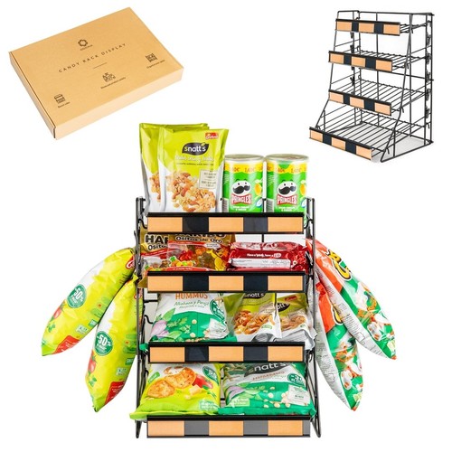4 Tier Candy Display Rack,Metal Snack Rack Display Stand,Countertop Organiser S - Afbeelding 1 van 3