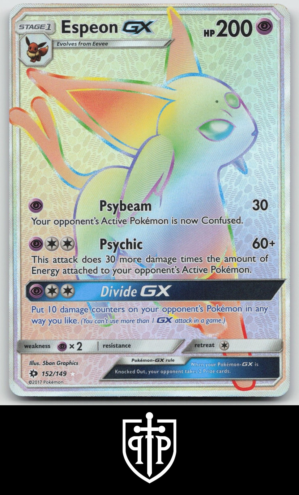 Pokemon - Espeon GX (Secret) 152/149 SM Base Set - Holo Secret Rare - NM