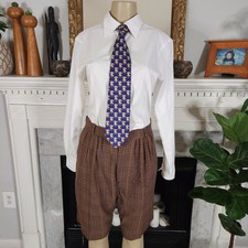 Vtg 80s Plaid Bermuda Shorts Size 14 Dark Academia Brown Blue Preppy Old Money