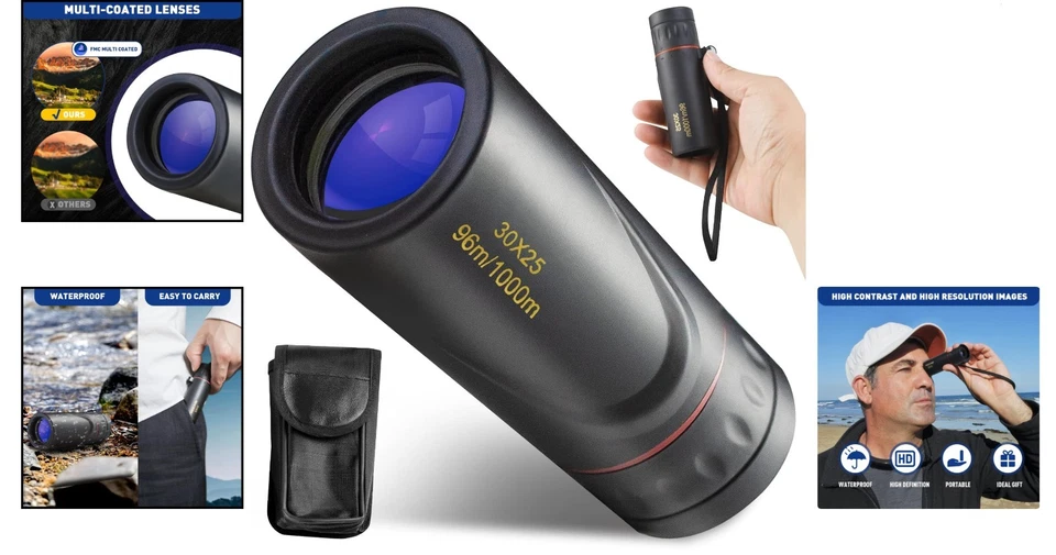 Compact 30x25 HD Monocular Telescope – Durable & Waterproof for All Adventures - Image 2 of 4