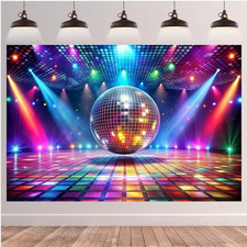 Disco Backdrop Dance Music Birthday Party Banner Photo Booth Prop Background