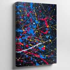 Wall Art Vibrant Abstract Expressionist Artwork Featuring A Chaotic Interplay Of