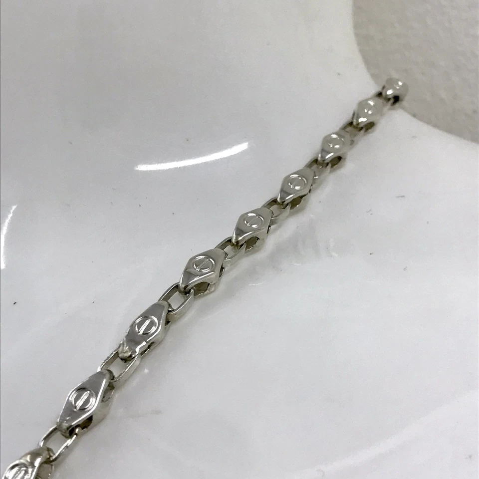 Collar Hombre 24"" Vintage Italia Motociclista Plata de Ley 925 Distinta Cadena Cubana Foto 4 de 4