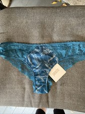 NWT Panache Jasmine Brazilian Brief 6953 In Teal Botanical Size M