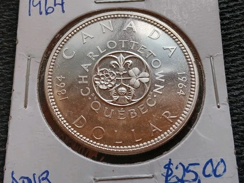 1964 🇨🇦 Canada $1 Silver Dollar BU Charlottetown  Quebec Coin .800