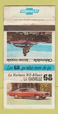 Matchbook Cover - 1968 Chevrolet Chevelle St Remi QC WORNN 30 Strike