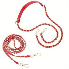 1box 2pcs 2 styles Purse Chains PU Leather bag Straps with Alloy Chain  Swivel