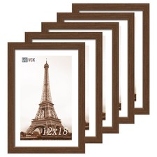 VCK 12x18 Picture Frame 5 Pack, Brown Wood Poster Frame, Exclusive Wood Grain...